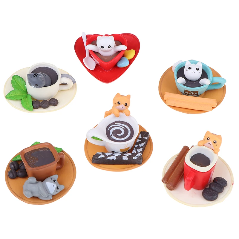 1pcs Coffee Cat Animal Miniature Fairy Garden Home Decoration Mini Craft Dollhouse Micro Decor DIY Gift