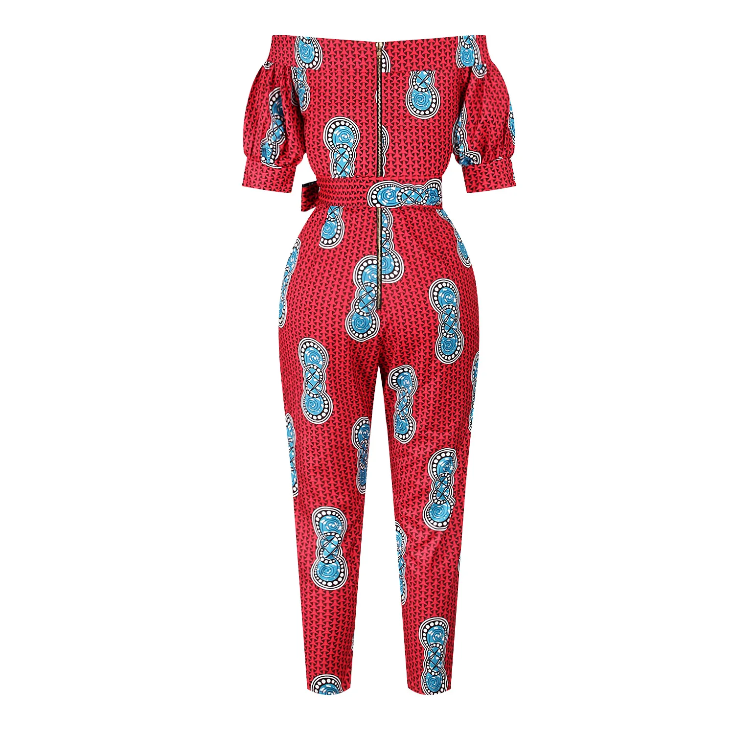 african fashion style New Summer African Printing Jumpsuit For Women Fashion Lantern Sleeves Off Shoulder Ankara Style Trousers Casual Lady Jumpsuit african outfits