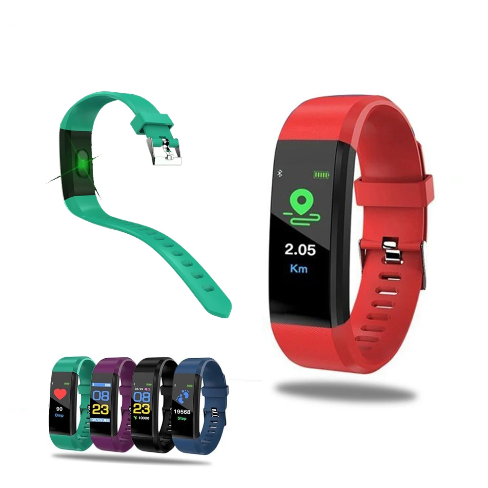 

In Stock ! 115 Plus Smart Band Fitness Tracker Bluetooth Smart Watch Bracelet Heart Rate WristBand USB Charge Fit Bit Pulseira