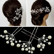 1Pcs Bridesmaid Wedding U-shape Hairpins Princess Match Hair Comb Clip Wedding Bridal Flower Faux Pearl Crystal Hair Pins Clips