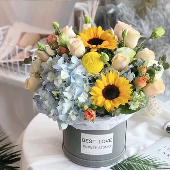 

Ins Round Leather Flowers Gift Packaging Boxes Wedding Party Home Storage Display Decor Box Florist Flower Arrangement Hat Boxes