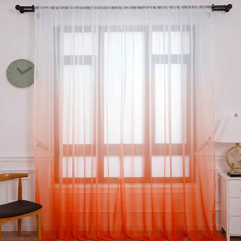Modern Blue Gradient Sheer Curtains For Living Room Bedroom Tulle Decorative Kitchen Hotel Window Panels