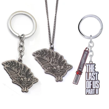 

The Last of Us 2 Ellie Tattoo Keychain Necklace Hand Drawn Detailed Moth Leafed Fern Key Chains Car Keyring Women Men Jewelry