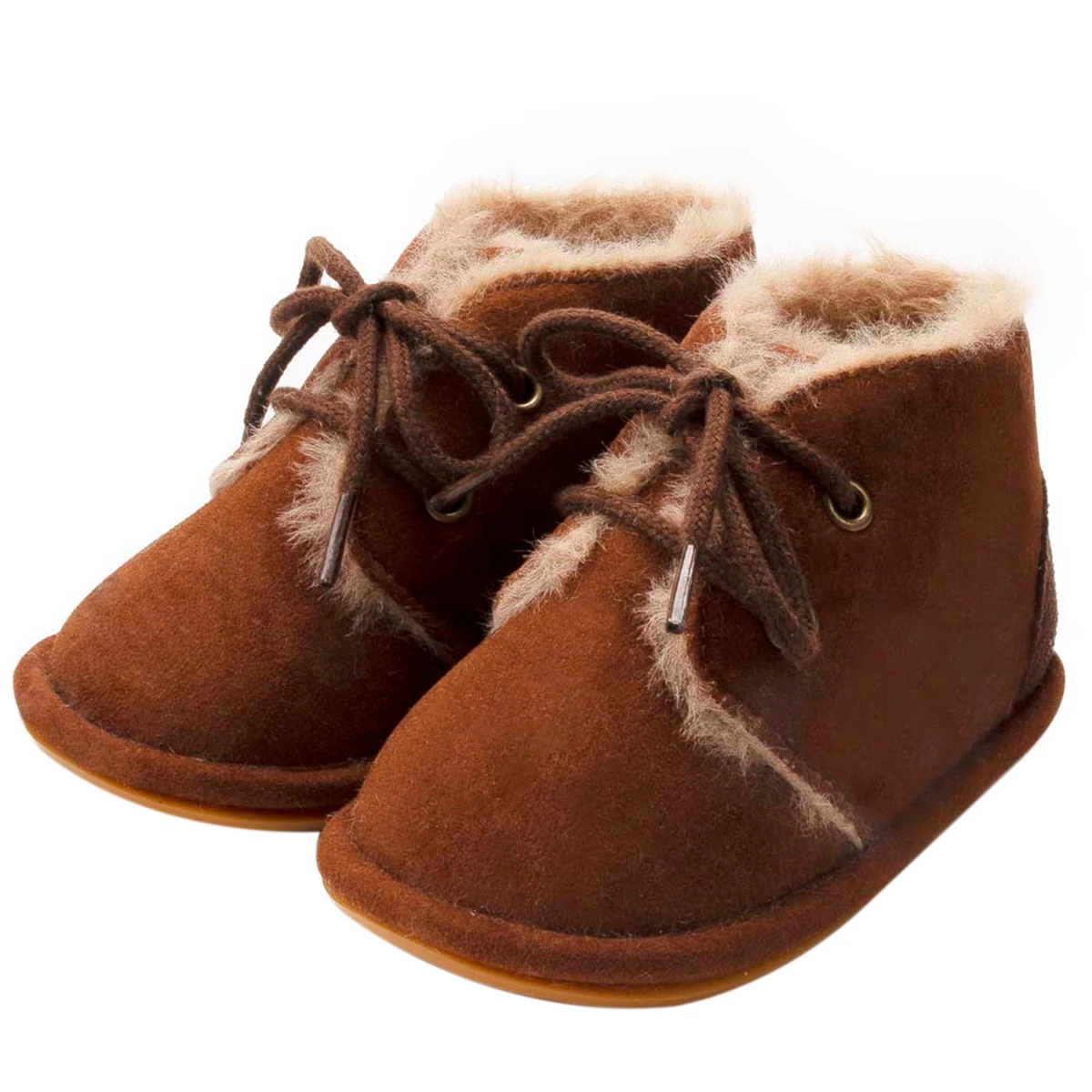 

Newborn Baby Booties Winter Warm Fur Ling Sneakers Non-Slip Rubber Sole Infant Prewalkers Boots