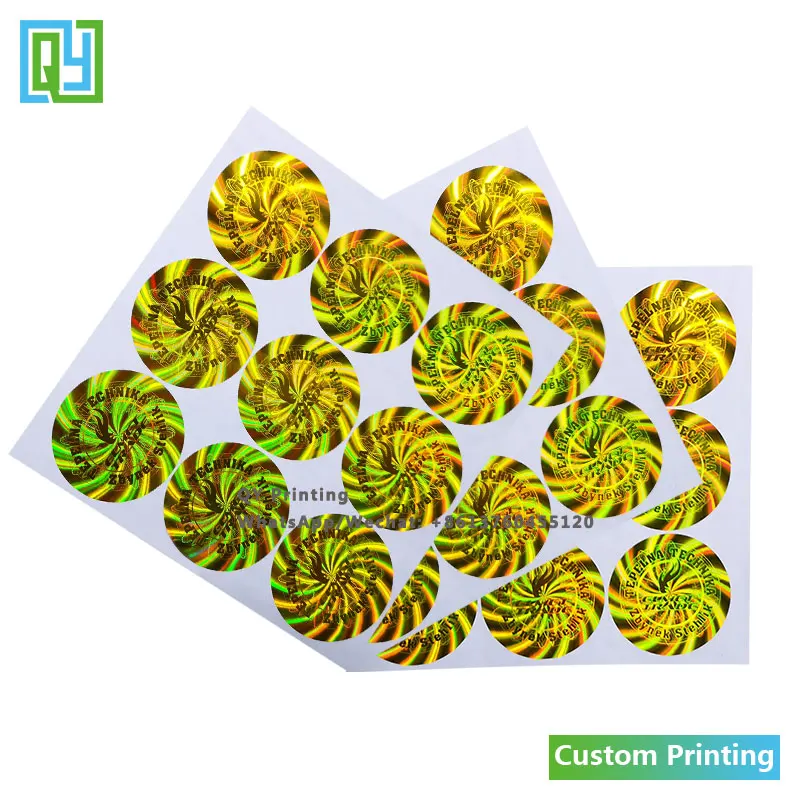 10000pcs 50x50mm 무료 배송 사용자 정의 탬퍼 분명 홀로그램 스티커 황금 호 일 3d 홀로그램 골드 레이블 Void 오픈 인감 태그