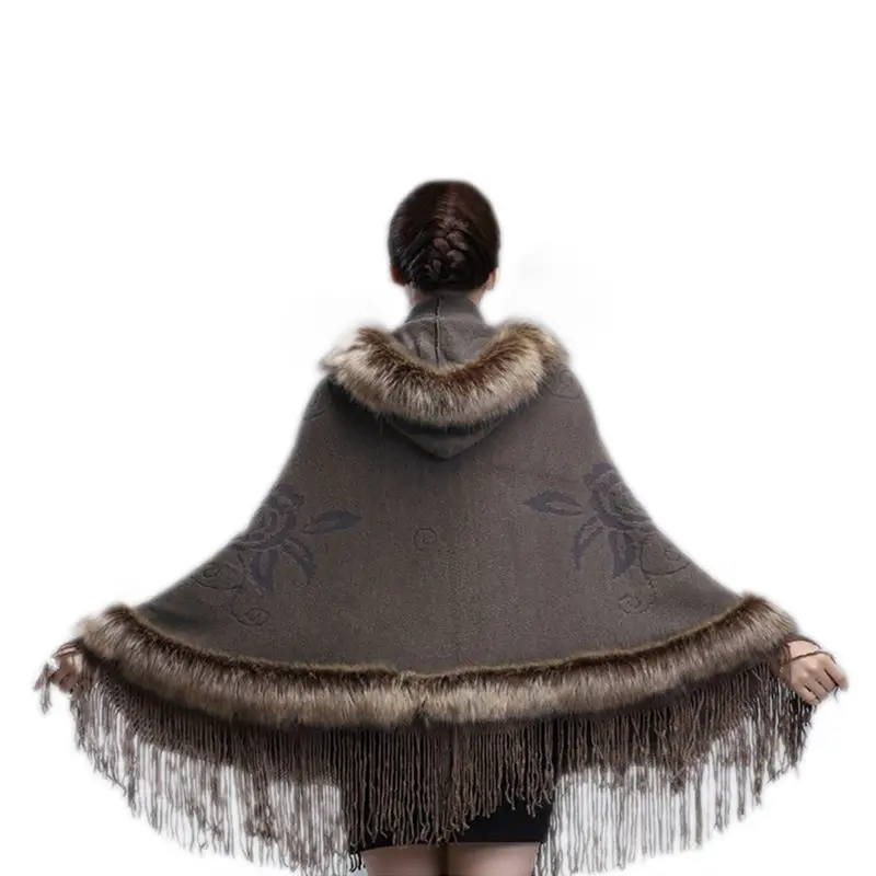Женская Роскошная Стильная шапка из искусственного лисьего меха, пальто с капюшоном и кисточками, пушистое пальто, Новое поступление зимы