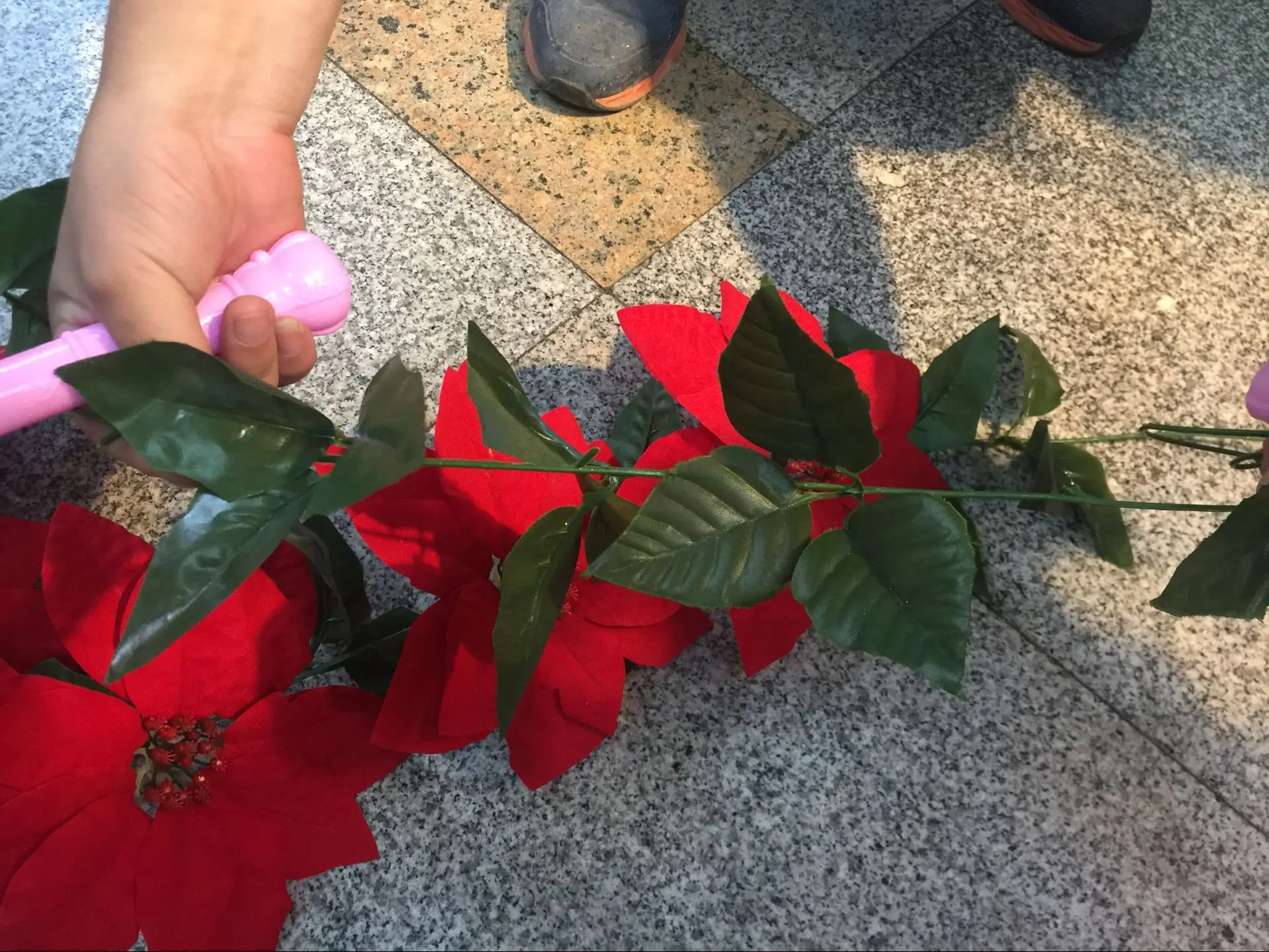 2m 10 Flowers Christmas Poinsettia Flowers Decorations Garland String Lights Xmas Tree Ornaments Christmas Home Decor