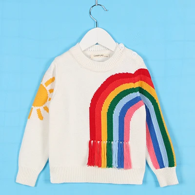 Новинка года, осенний свитер для маленьких девочек Детские вязаные свитера с рисунком «попкорн» для девочек, вязаный свитер для малышей пуловер для девочек, одежда - Цвет: white