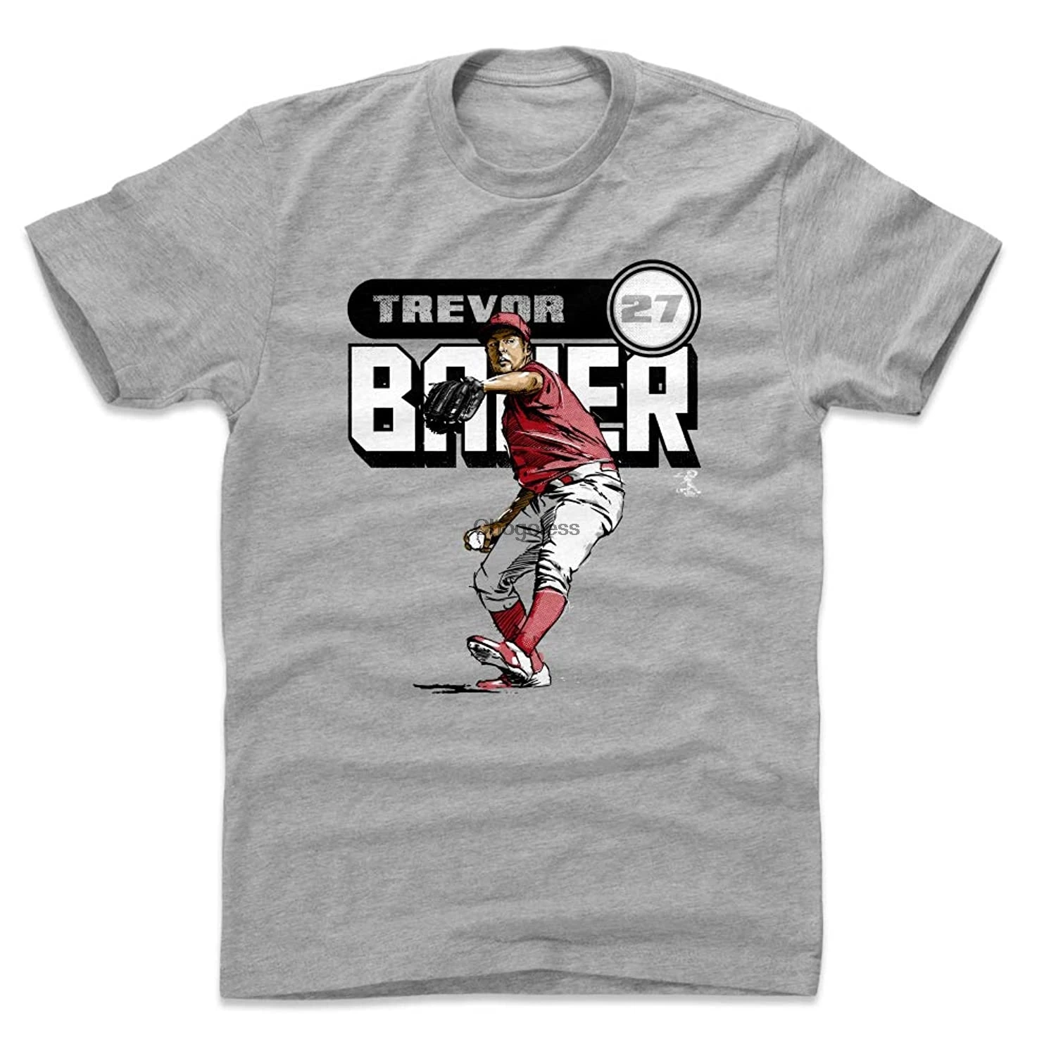 Рубашка Trevor Bauer-винтажная Мужская одежда для бейсбола Cincinnati-Ретро-одежда Bauer |