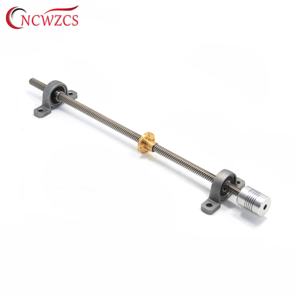 

T8 Lead 4mm 100-1200mm Lead Screw With Nut + KFL08 Nut Housing Lead Screw Set With D19L25 5*8mm Coupling For 3D Printer Part