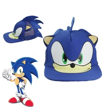 Игра мальчик Соник Ежик Кепка мультфильм бейсбольная шапка Соник Ежик шапка для косплея синие парусиновые шапки регулируемые хип поп-горры