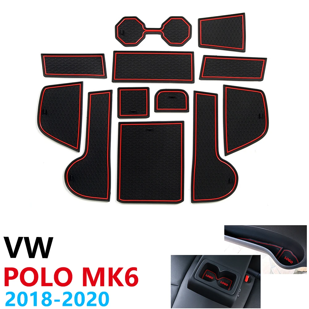 

Anti-Slip Rubber Cup Cushion Door Groove Mat for VW POLO MK6 Volkswagen 2018 2019 2020 Accessories Car Stickers mat for phone