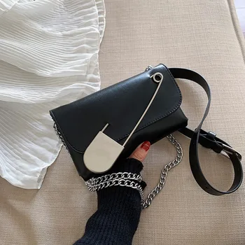 

Designer Brooch Decoration Shoulder Bags For Women Fashion Pu Leather Lady Chest Bag Travel Chain Messenger Bags Handbags Female