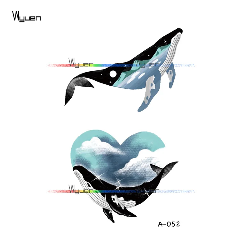 Wyuen Whale Waterproof Temporary Tattoos On The Body Art Translation Fake Tattoo Stickers For Adult Men Woman Arm Hand A-052 | Красота и