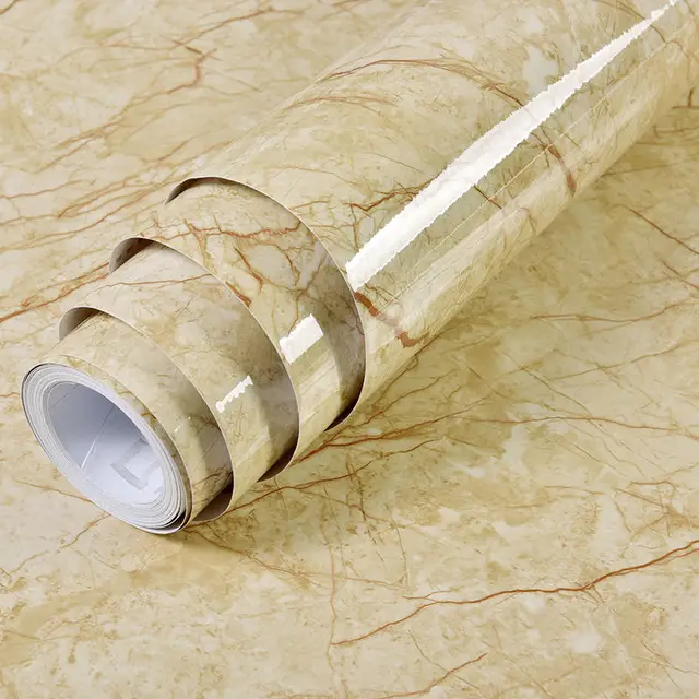 Shiny White Self-Adhesive Peel & Stick in Rolls Waterproof Wallpaper Furniture Films PVC Oil-proof Wall Stickers Kitchen Cabinet Sandal Yellow