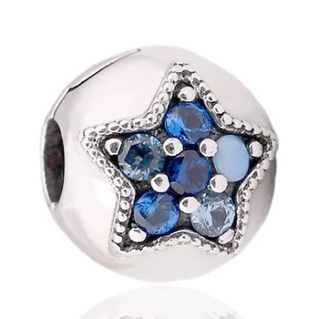 

Original Bright Star With Blue Mix Crystal Clip Lock Stopper Beads Fit 925 Sterling Silver Charm Bracelet Diy Jewelry
