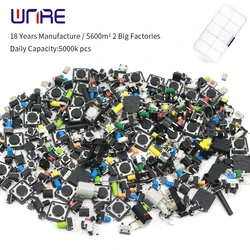 100g Mixed Kit Tact Switch Tactile Push Button Switch Momentary Self-locking Self-reset Micro 4.5X4.5 6*6 12*12 Touch Switch