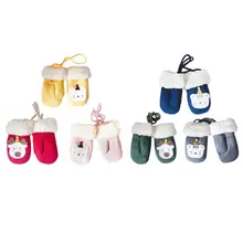 Зимние вязаные перчатки унисекс для новорожденных детей с милым мультяшным медведем