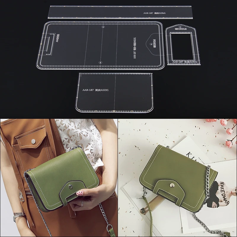 

1Set DIY Acrylic Template Ladies Clutch Shoulder Bags Crossbody Bag Leather Craft Pattern DIY Stencil Sewing Pattern 18.5cm*13cm