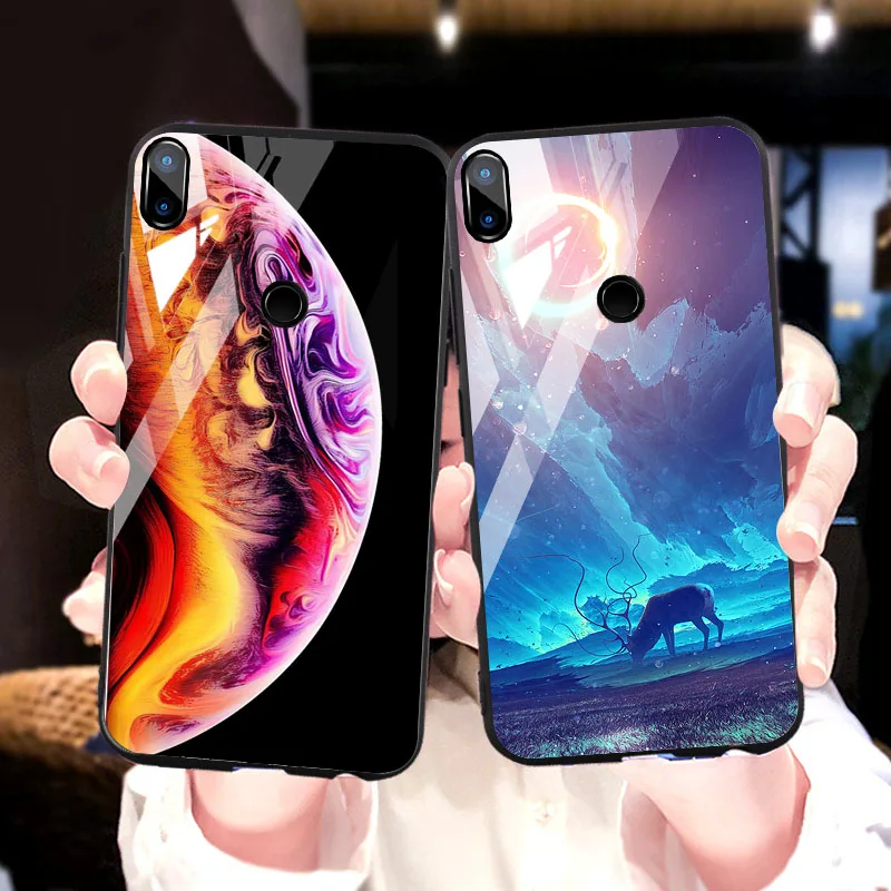 

Tempered Glass Case for xiaomi redmi note 5 6 Case Colored Luxury Hybrid Space Soft Cover for xiaomi Redmi note 7 phone Case