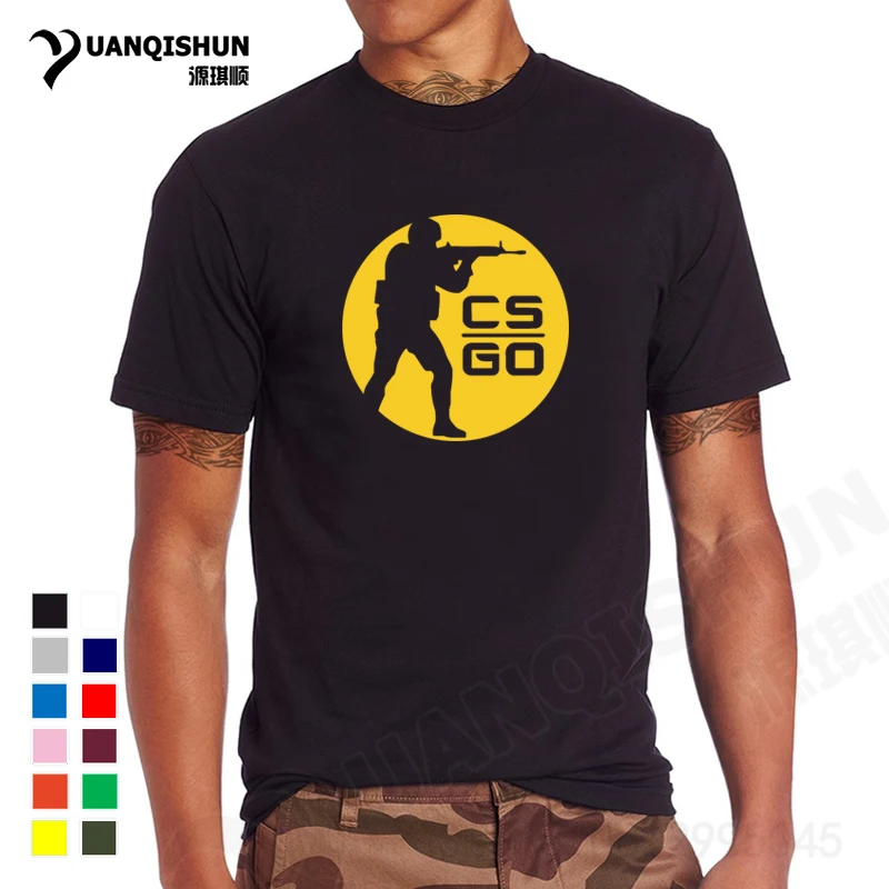 YUANQISHUN Men Game Short Sleeved T Shirt CS Go Counter Strike Printing Tshirts Summer Casual Tops Tees Fashion Cotton T-shirts | Мужская