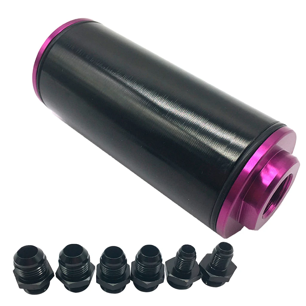 

Inline Fuel Filter High Flow Turbo 50MM Mount AN6 AN8 AN10 Universal Black