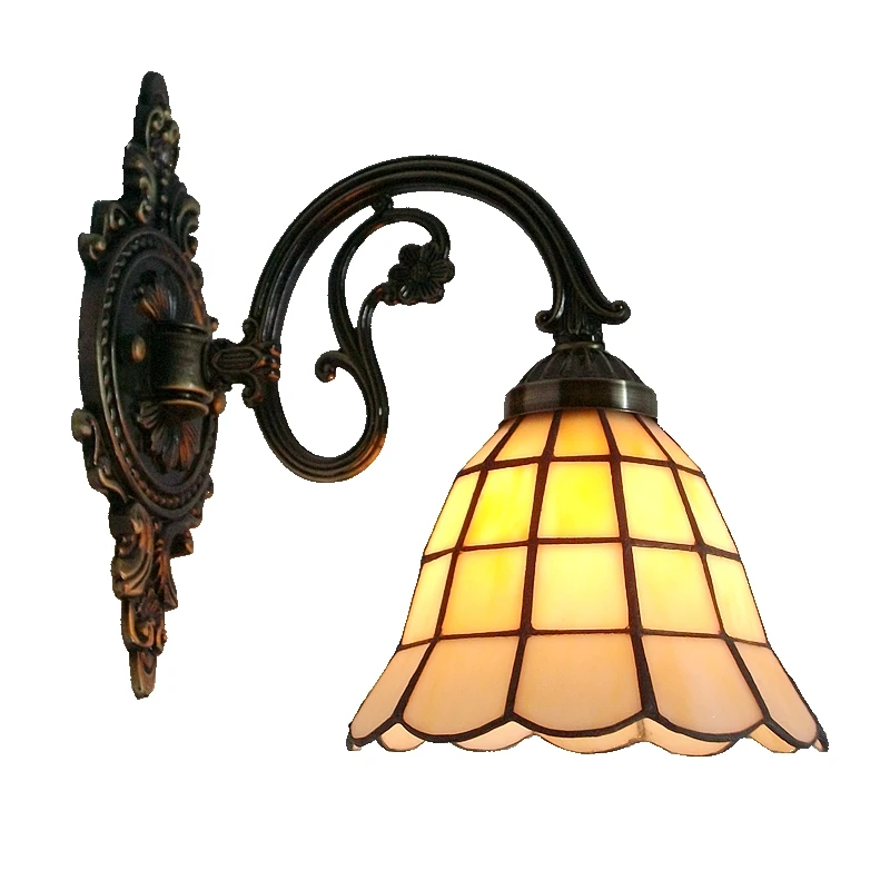 art deco wall lights 8 Inch American Baroque Glazed Wall Lamp Tiffany Style Living Room Backdrop Bedside Balcony Color Lighting Alloy Lamp Arm wall lights Wall Lamps