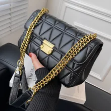 

Chain Quilted Shoulder Bags for Women Luxury Pu Leather Crossbody Bag Small Flap Messenger Bag Black Ladys Trending Handbags Sac