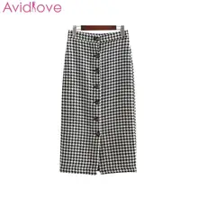 Женская Офисная Повседневная однобортная юбка в ретро стиле, с пуговицами, до середины икры