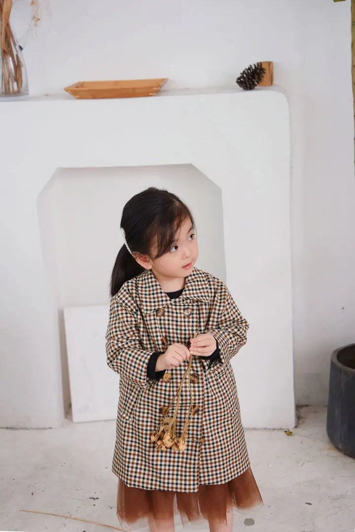 Модные клетчатые куртки для девочек г., Осенняя детская длинная куртка и пальто для детей, пальто, Ветровка для девочек