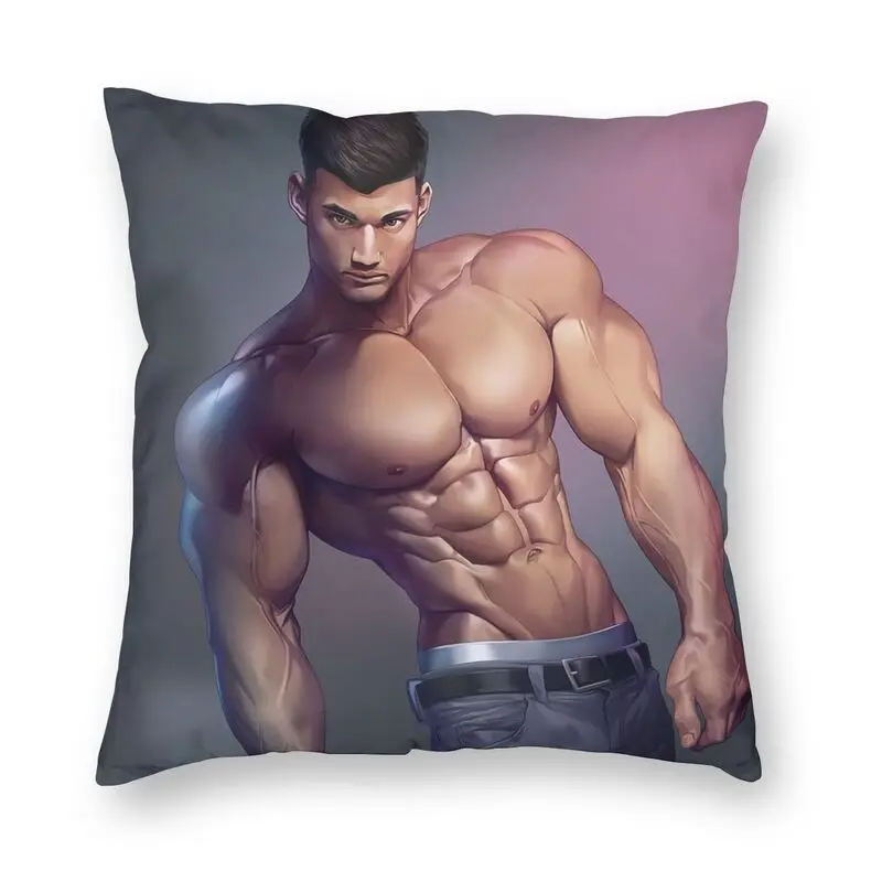 

Sexy Hunk Cartoon Boyfriend Man Body Art Cushion Cover 40x40cm Home Decor Print Muscled Man Throw Pillow for Sofa Double Side