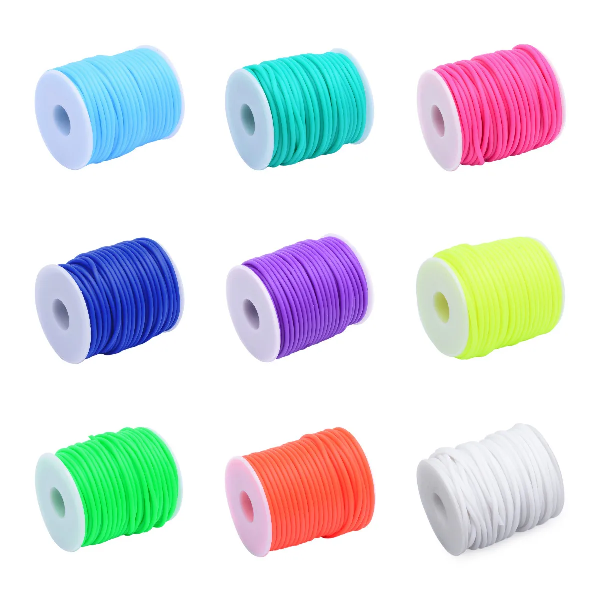 2mm 3mm 4mm Hollow Pipe PVC Tubular Synthetic Rubber Cord with Plastic Spool for Jewelry Making Bracelet Necklace Accessories