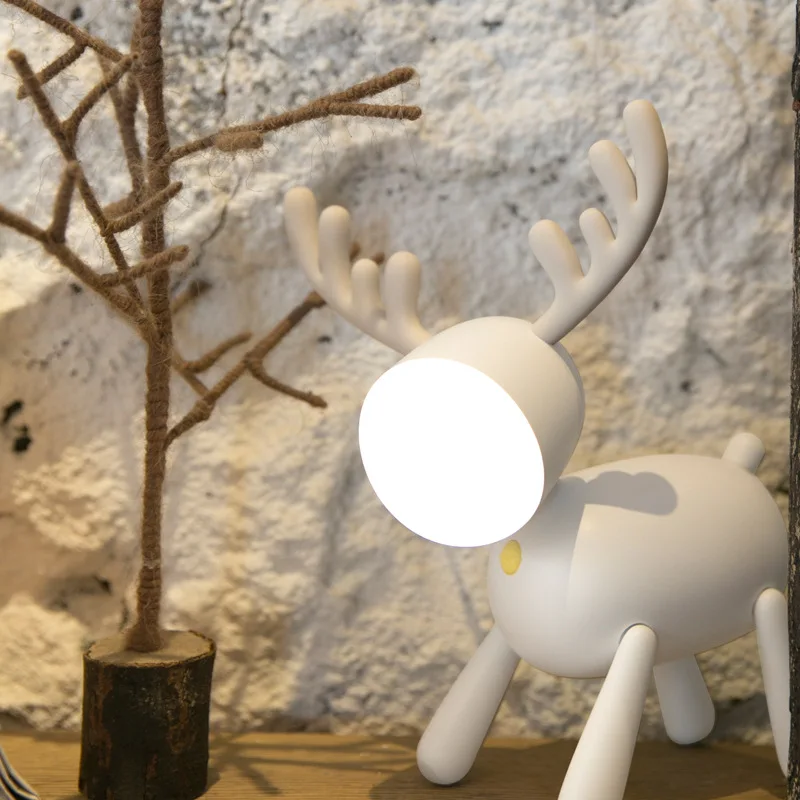 

New elk led desk lamp cartoon usb powered night light with sleep light reading book light children bedroom decorative table lamp