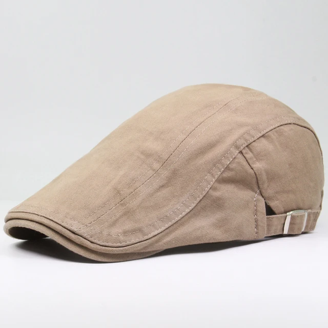CNTANG Classic Solid Color Men's Casual Berets Fashion Vintage Cotton Visor Caps For Men Retro Flat Hats Brand Summer Beret 3