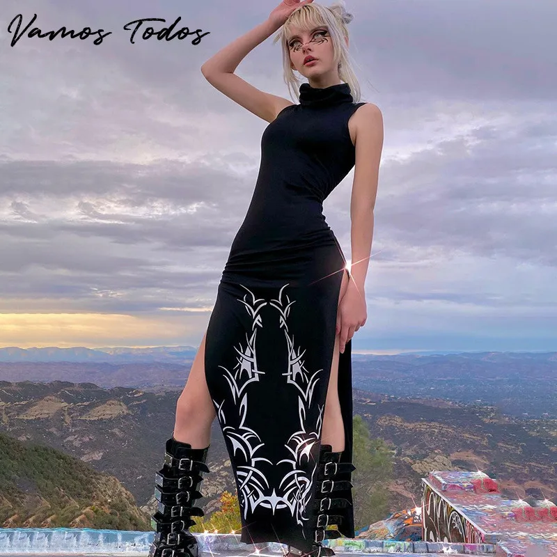 Vestido Maxi Floral Bimba Para Mujer - Manga Larga, Estilo Boho Gótico, Algodón, Largo Completo
