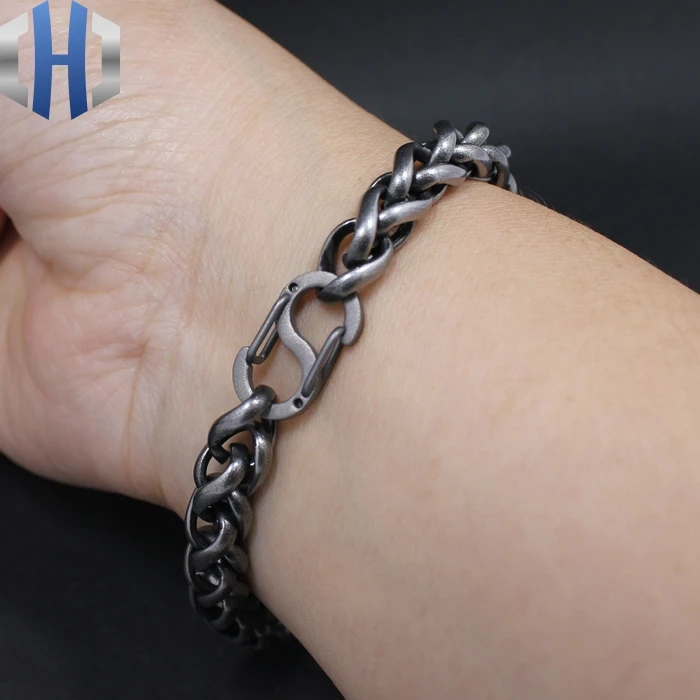 Distressed черный титановая сталь 316L ожерелье браслет EDC аксессуары Новинка