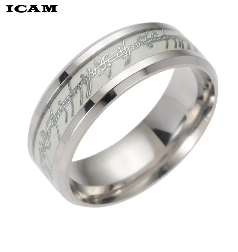 ICAM/новые кольца из нержавеющей стали с одним кольцом, флуоресцентные светящиеся кольца с логотипом для женщин, модные ювелирные изделия