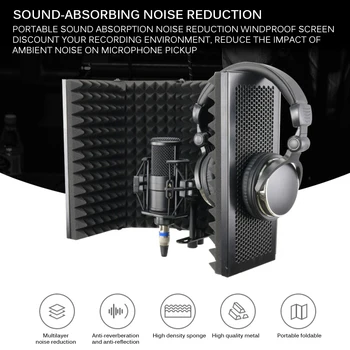 Acoustic Isolation Shield Microphone Accessories Acoustic Foams Adjustable For Recording Live Broadcast Microphone Accessories