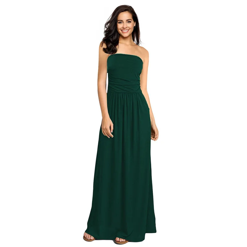 

New Sexy Sleeveless Open Back Milk Silk Stitching Irregular Long Dress 2020 Summer Folding Solid Color Sweet Wrapped Chest Dress