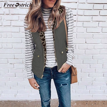 

Free Ostrich New Women Sleeveless Jacket Winter Solid Vest Female Slim Vest Women's turn-down Collar Warm Waistcoat N30