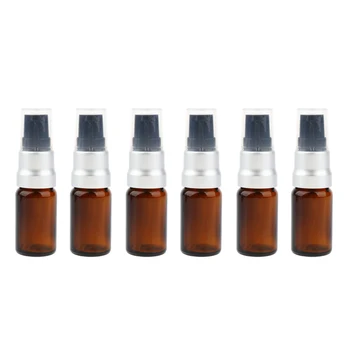 

6pcs Refillable Empty Amber Glass Bottles for Travel Essential Oils Lotion Cosmetic Makeup Liquid 5/10/15/20ml