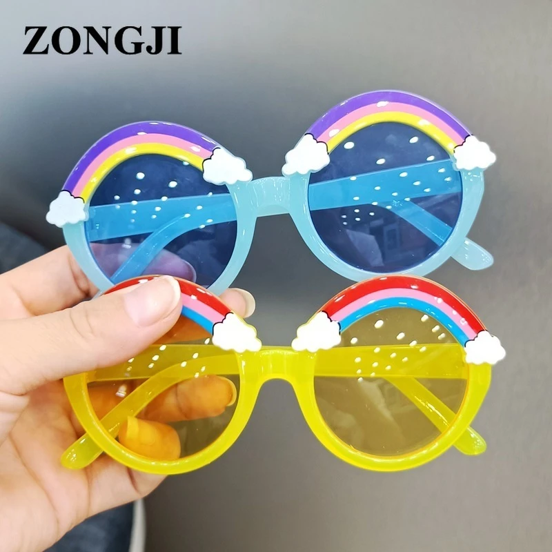 Zongji虹の子供のサングラス少年少女のカラフルなラウンドフレームメガネかわいい太陽メガネuv400 女子サングラス Aliexpress