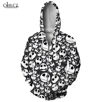 

Harajuku Unisex Zipper Hoodies 3D Print The Nightmare Before Christmas Fashion Men Zipper Hoodie Hip Hop Sweatshirts Hoddies Top