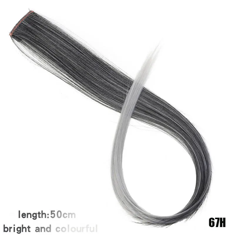 Xuanguang ounico grampo em extensøes de cabelo de uma pecha longa reta resistente ao calor sintético rosa verde cabelo pedas - Цвет: CFP-67H