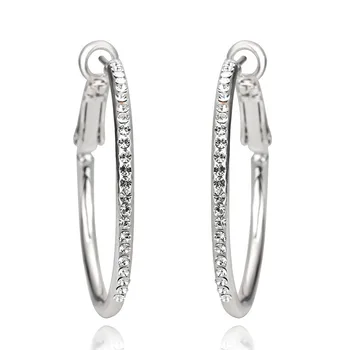 

Punk Exaggerated Big Circle Earrings for Women 925 Silver Color Jewelry Pierced Clip Earring Zircon Diamond Statement Jewelry