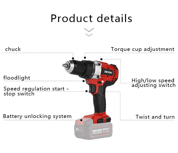 DEVON 5282 lithium electric brushless charge auger electric screwdriver  impact drill ice drill with high torque