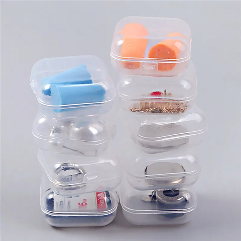 1-20Pcs Small Square Transparent Plastic Jewelry Storage Box For Earrings