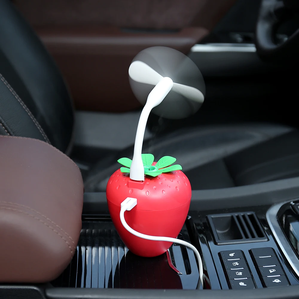 

Hot Strawberry Humidifier Cute USB Humidifier Handy Aroma Diffuser Humidifier with A Mini LED Light Fan