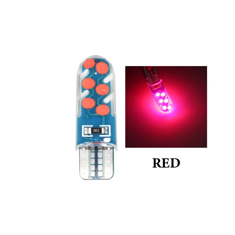 Красный 100 шт. Автомобильный светодиодный T10 w5w 194 12SMD Светодиодный лампочки Canbus без ошибки силиконовый светодиодный Светлый купол разрешение на парковку пластина лампы 12V - Испускаемый цвет: Красный