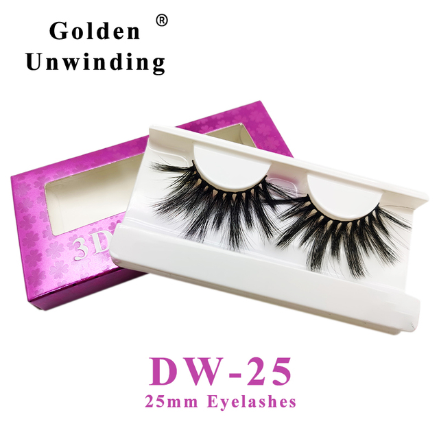 3D Faux Mink Lashes False-Eyelashes 25MM Dramatic Natural Thick Faux Mink Lashes Makeup Eyelash Extension Golden Unwinding